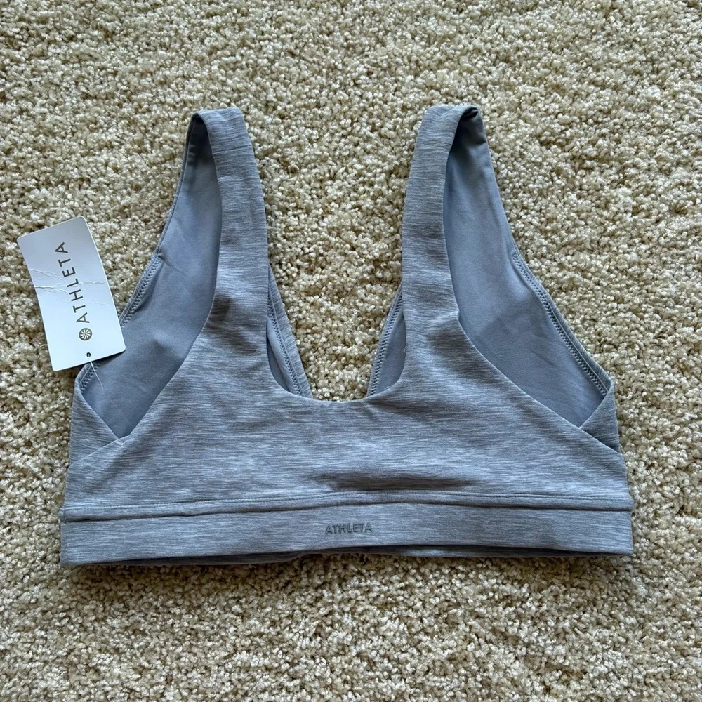 Athleta Softluxe Plunge Bra Gray‎ NWT D-DD+ Support Small